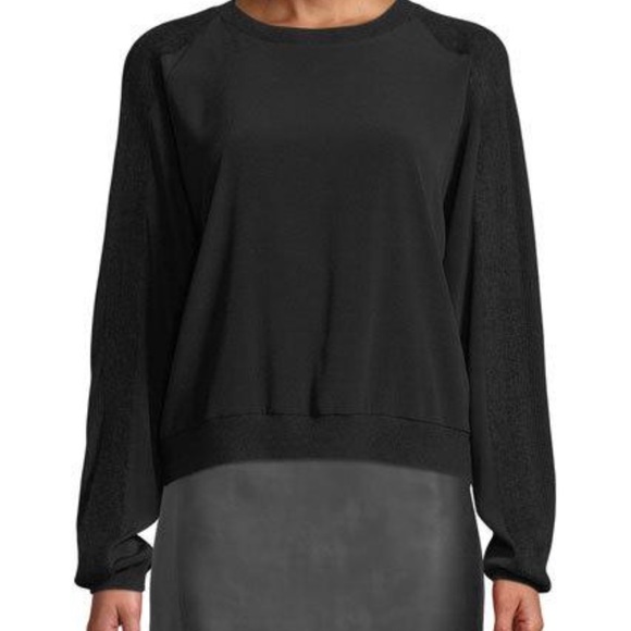 Vince Sweaters - Vince Crewneck Black Sweatshirt with Ribbed Long Sleeves X-Large NWT